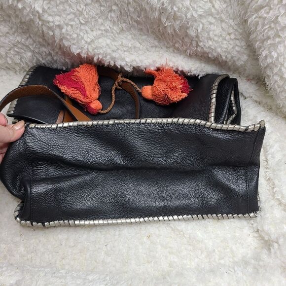 Lucky Brand Leather Whipstitch Shopping Tote with Tassels - Picture 7 of 10